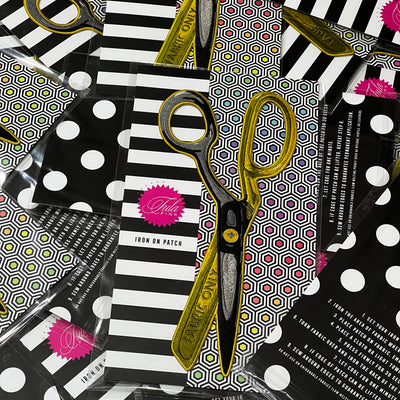 Tula Pink "Black/Gold Scissor" Embroidered Patch