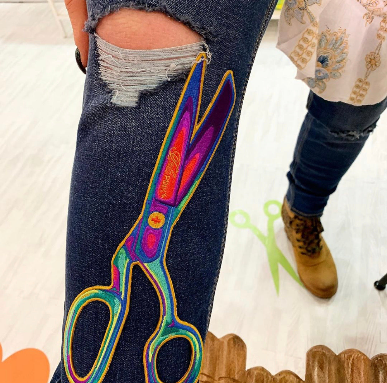 Tula Pink "Homemade Scissor" Embroidered Patch
