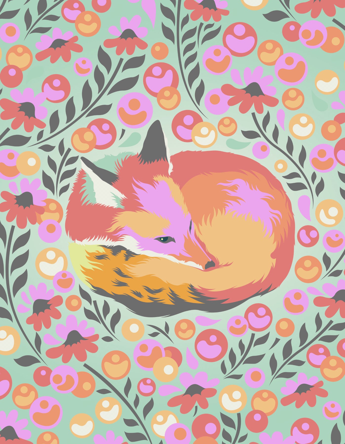 56" x 72" Tula Pink Chipper Fox Nap Quilt Backing - Sorbet