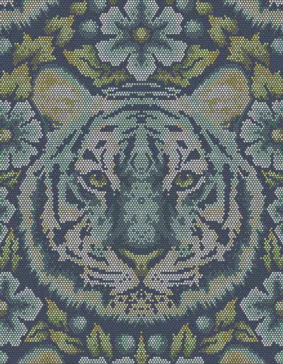54" x 72" Tula Pink EDEN Tiger Quilt Backing - Sapphire